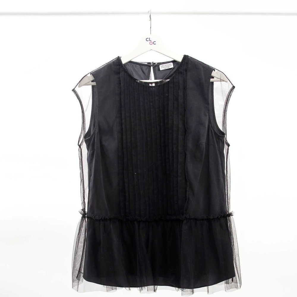 Brunello Cucinelli Organza Sleeveless  Blouse